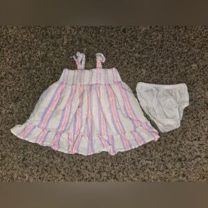 Janie and Jack Pastel Smocked Striped Dress with Diaper Cover | 3-6